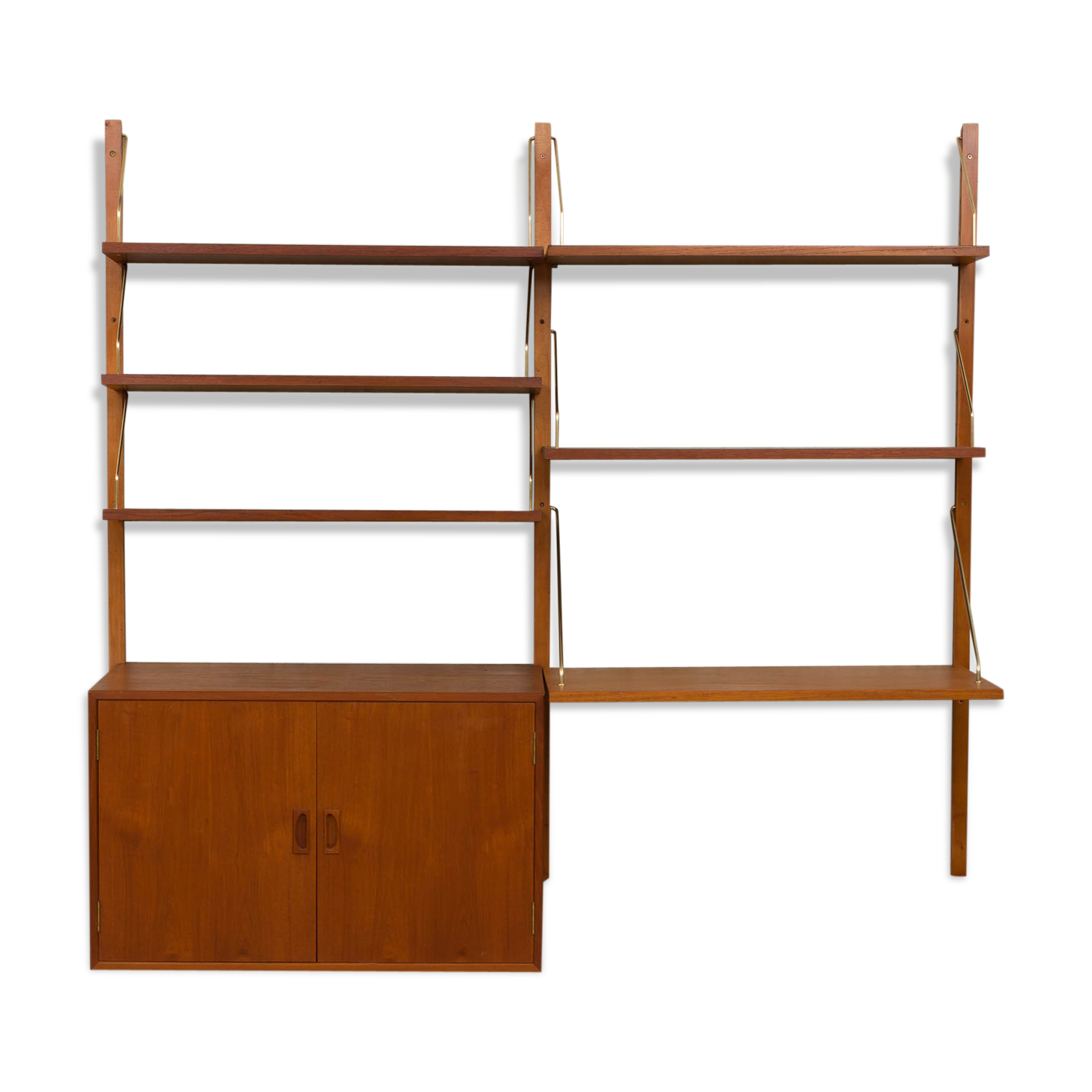 Unité de mur en teck de Cadovius avec le coffret de disques de vinyle