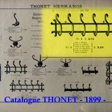 Wall-mounted coat and hat rack with 5 hooks by Thonet - 1900 - curved wood