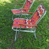 Pair of vintage folding camping chairs 70s