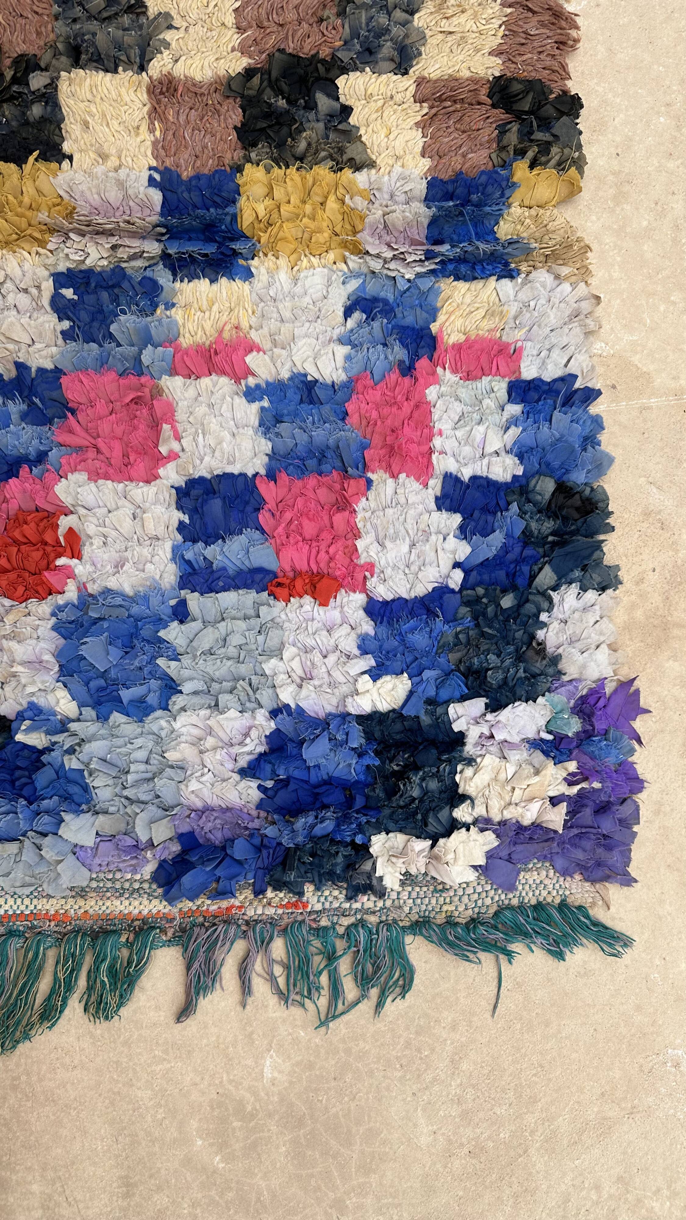 Colorful Boucherouite Berber rug - 93 x 134 cm