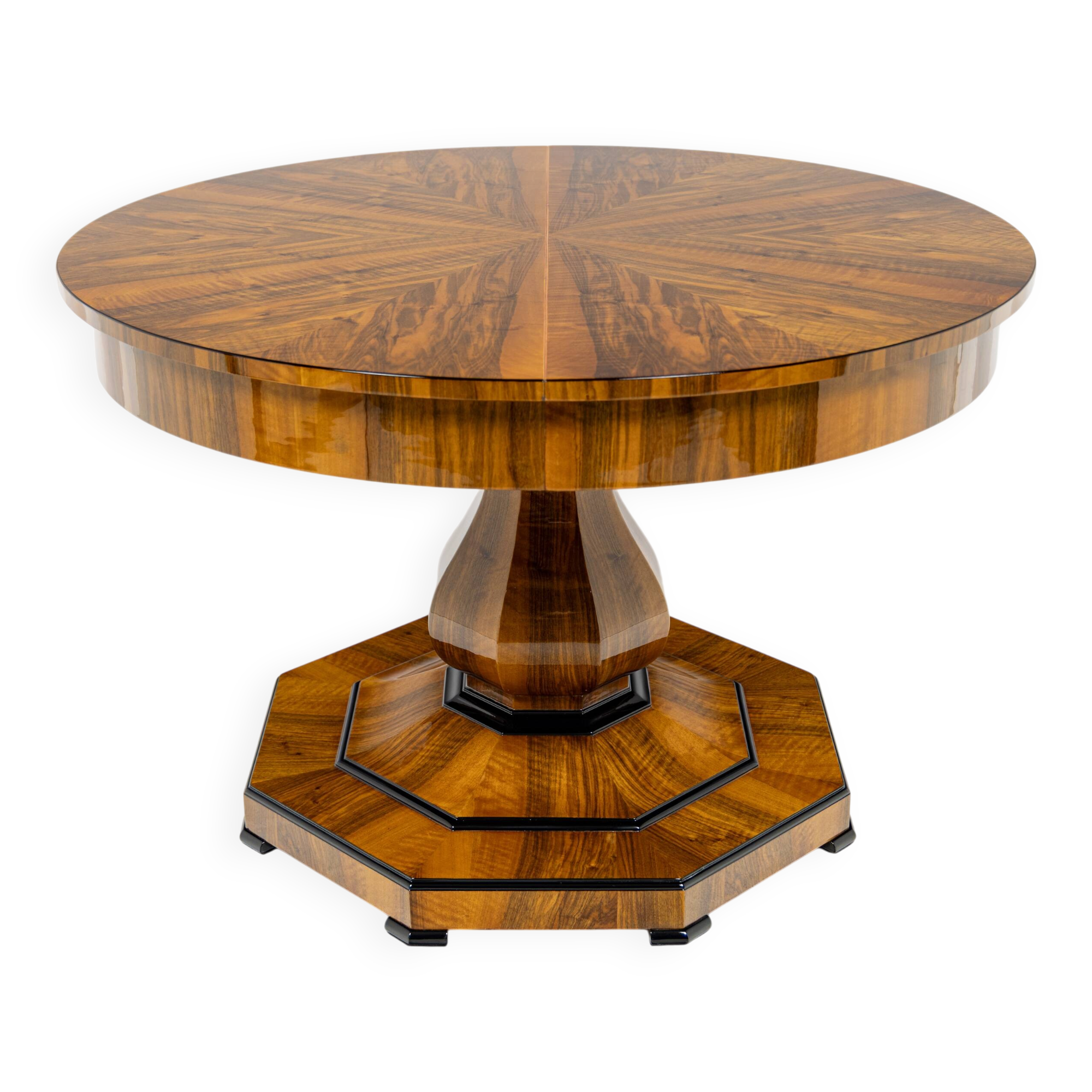 Extendable Biedermeier walnut round table - 1920-1939