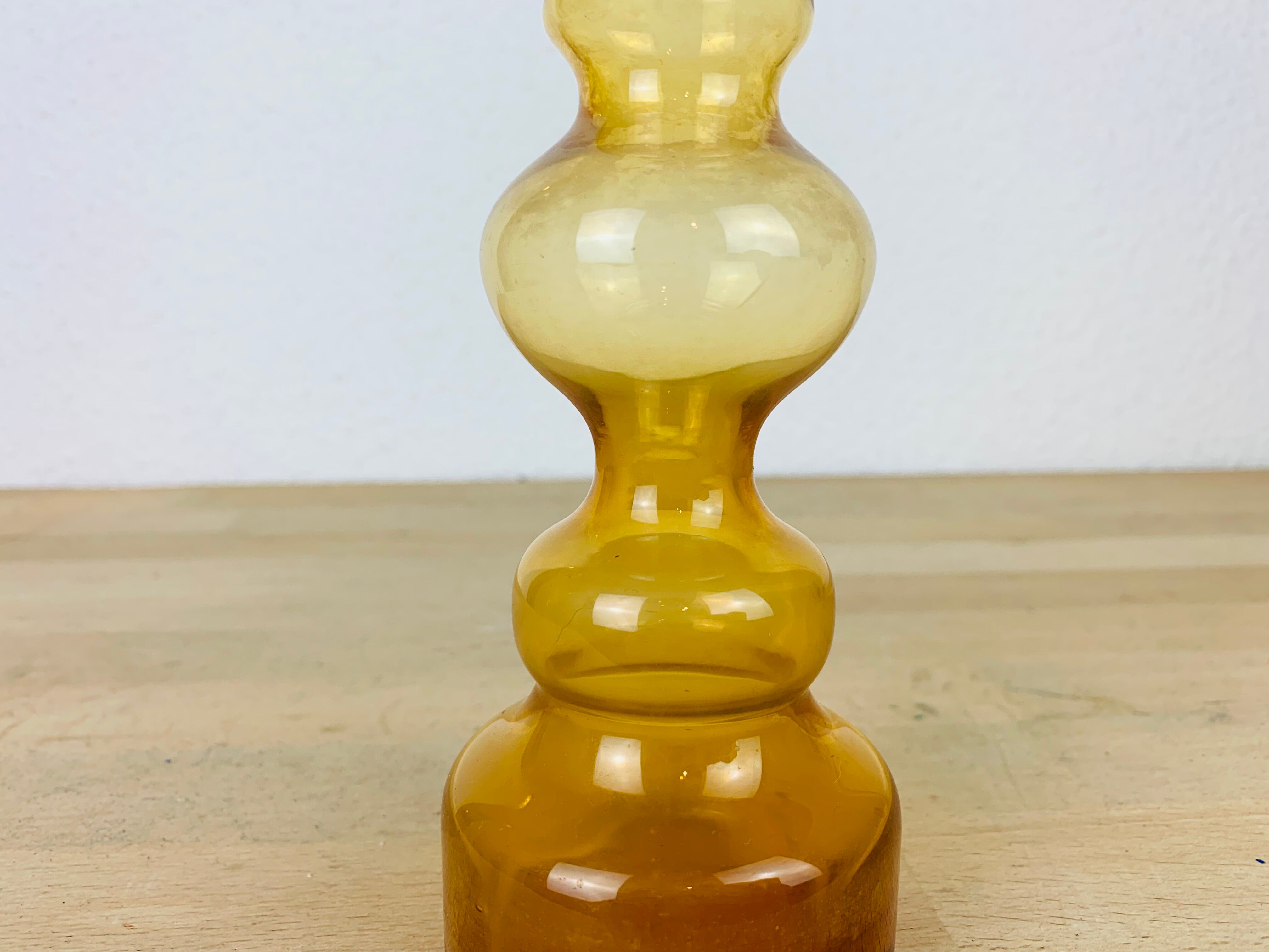 Scandinavian vase Riihimaki amber glass