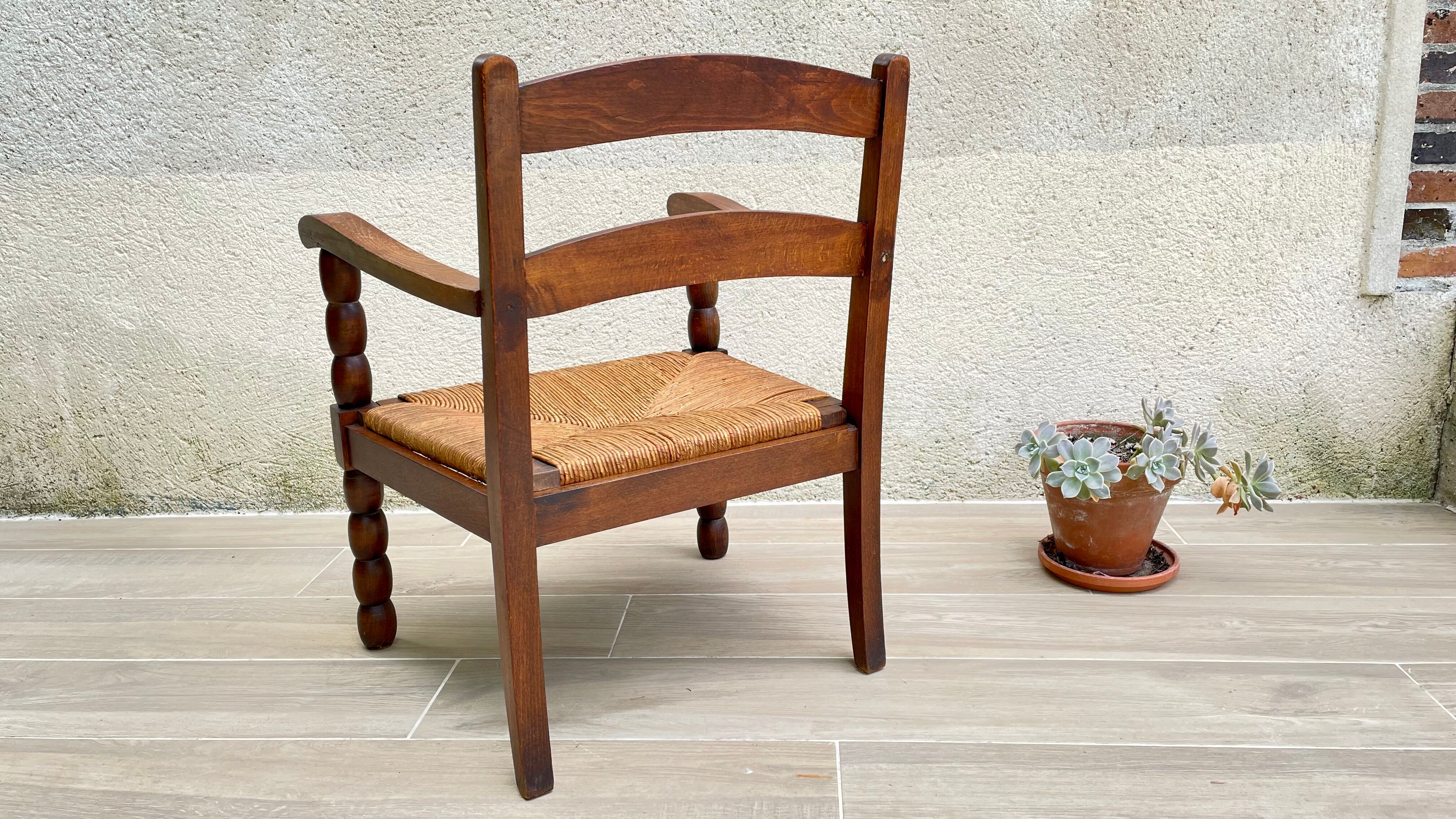 Wood armchair turned mulched way