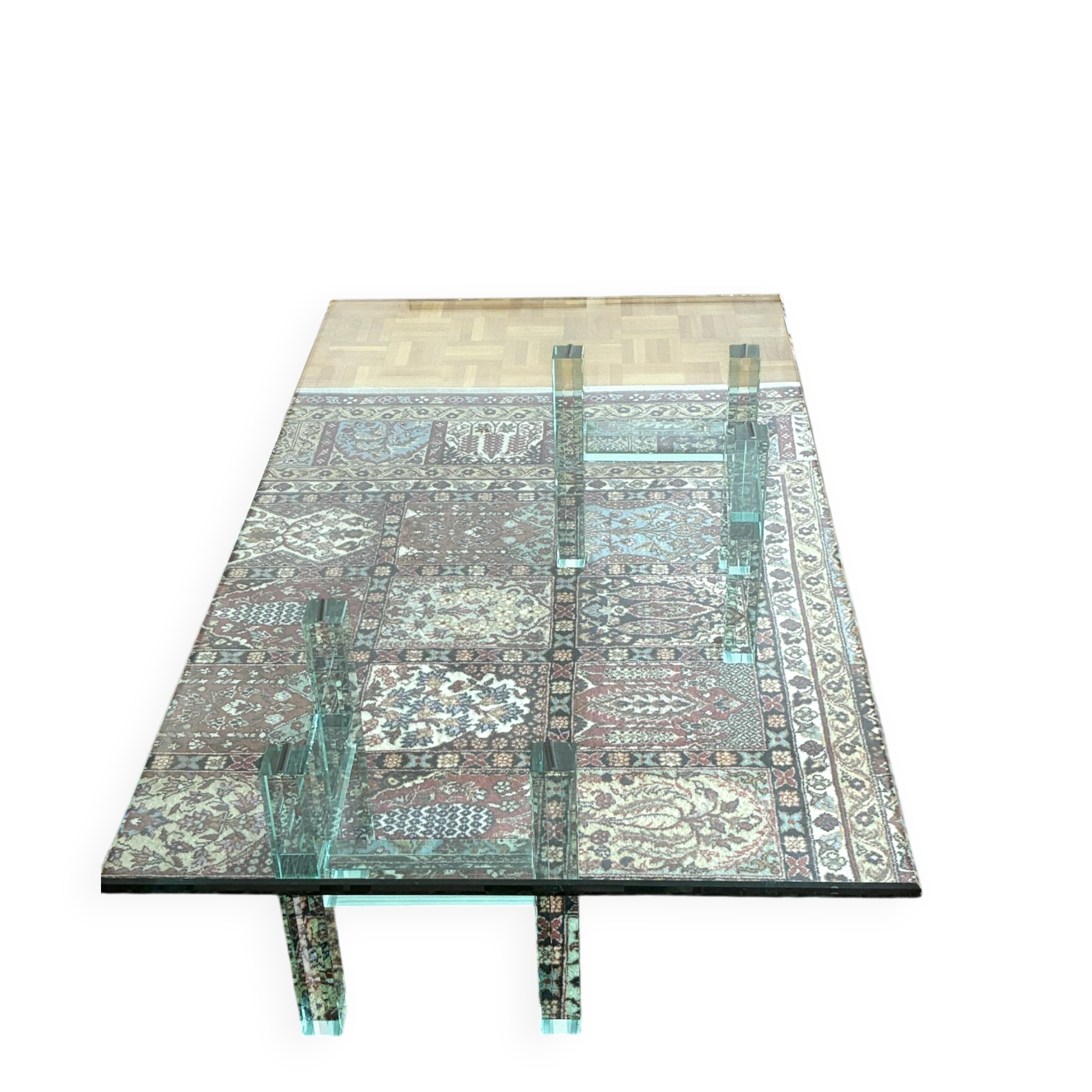 Rectangular glass coffee table, postmodern design — 1980s —