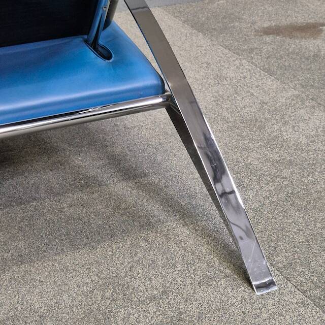 Blue leather lounge chair futuro 3 by massimo iosa ghini for moroso - italy 1980's