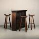 Spanish Rustic Brutalist Dry Bar Counter with matching Barstools