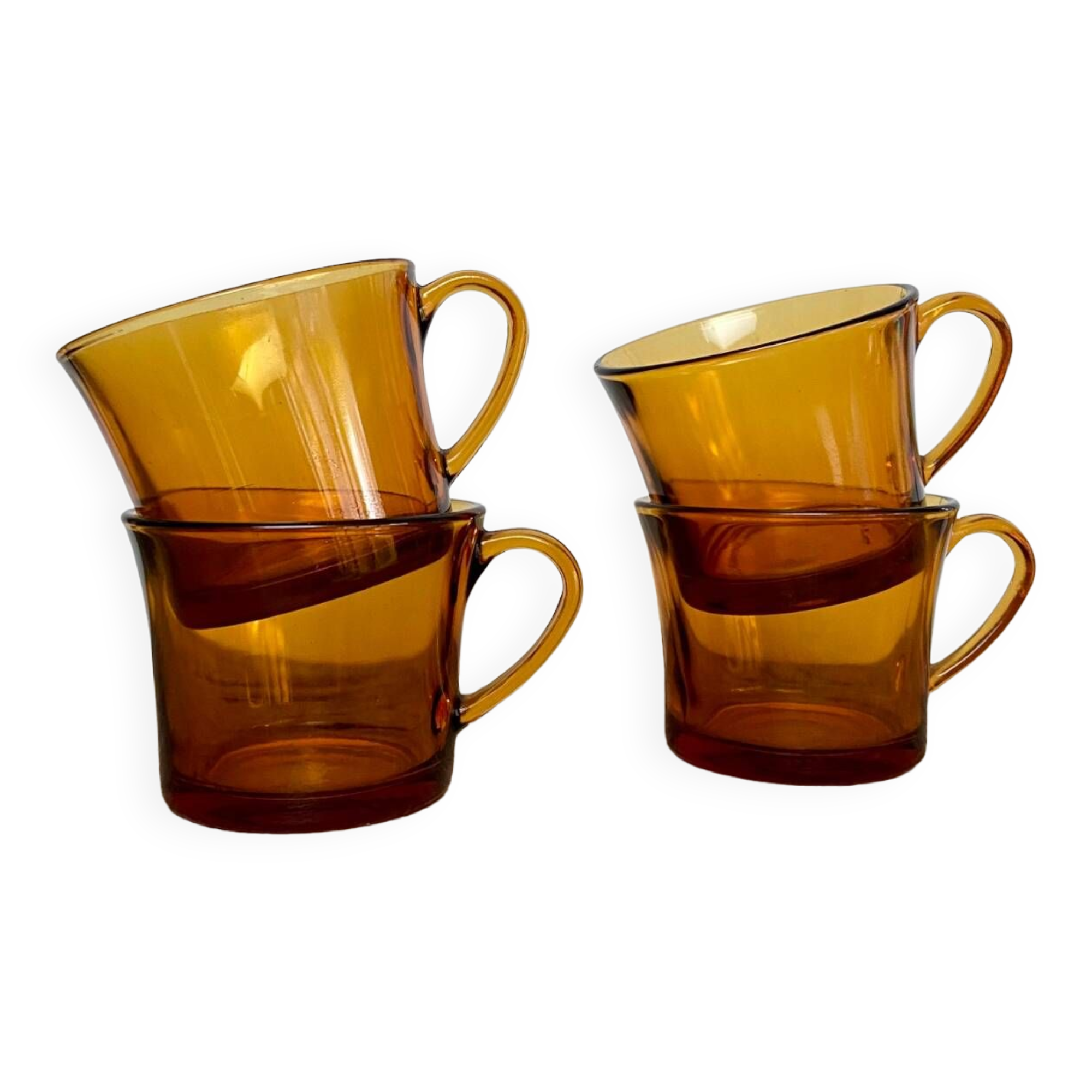4 amber Duralex cups