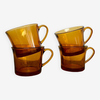 4 amber Duralex cups