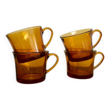 4 amber Duralex cups
