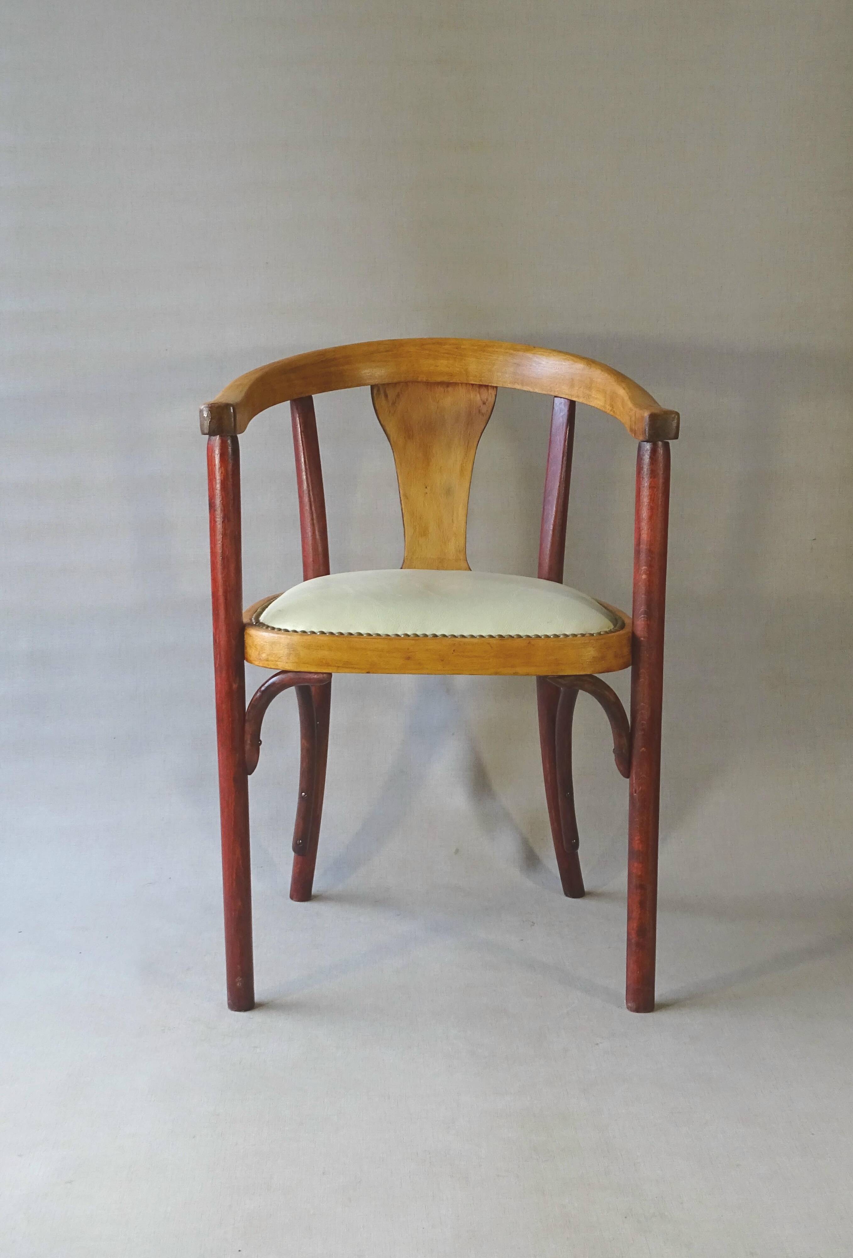 Thonet Art Deco armchair 1930, No. A 967 F, leather saddle.