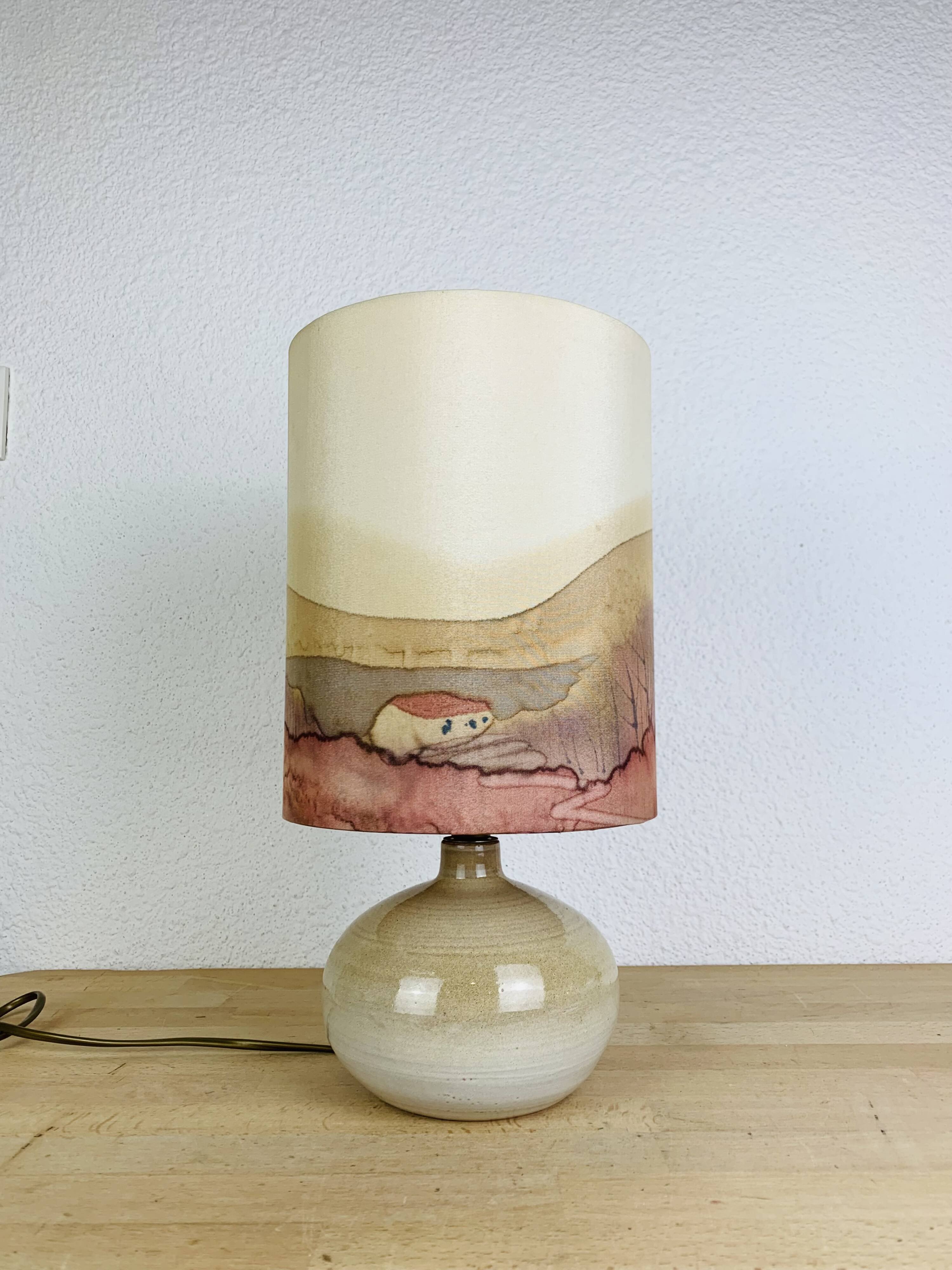 Vintage stoneware ball lamp, ceramic from the 70s