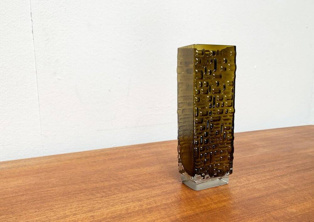 Brutalist bubble glass vase from the German space age mid-century by Emil Funke for Gral, 1960s.