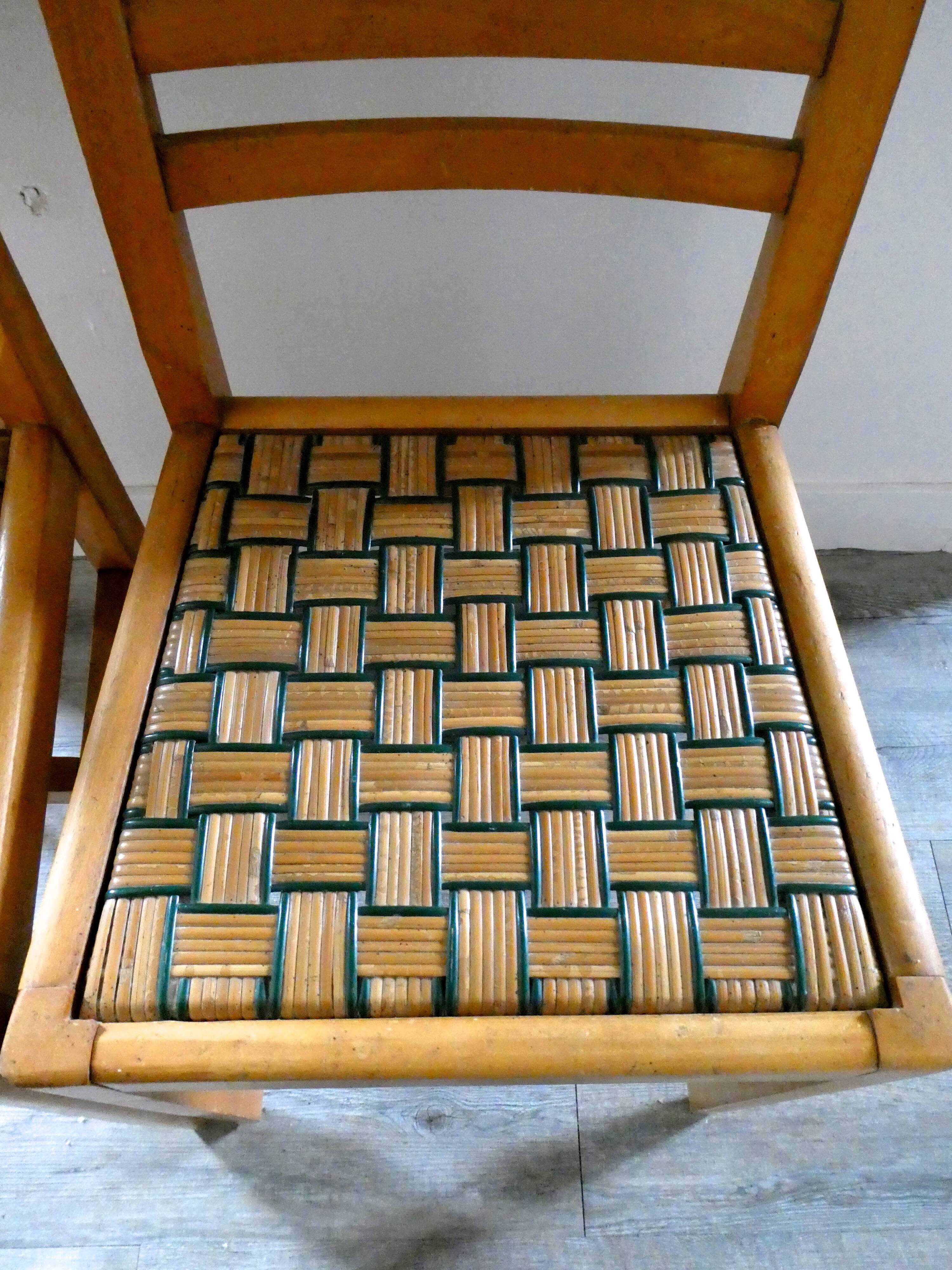 Pair of chairs, sitting in braided wicker, 50 years