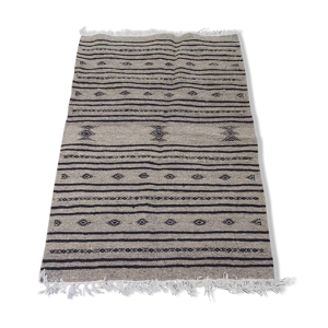 Tapis kilim gris et noir fait main