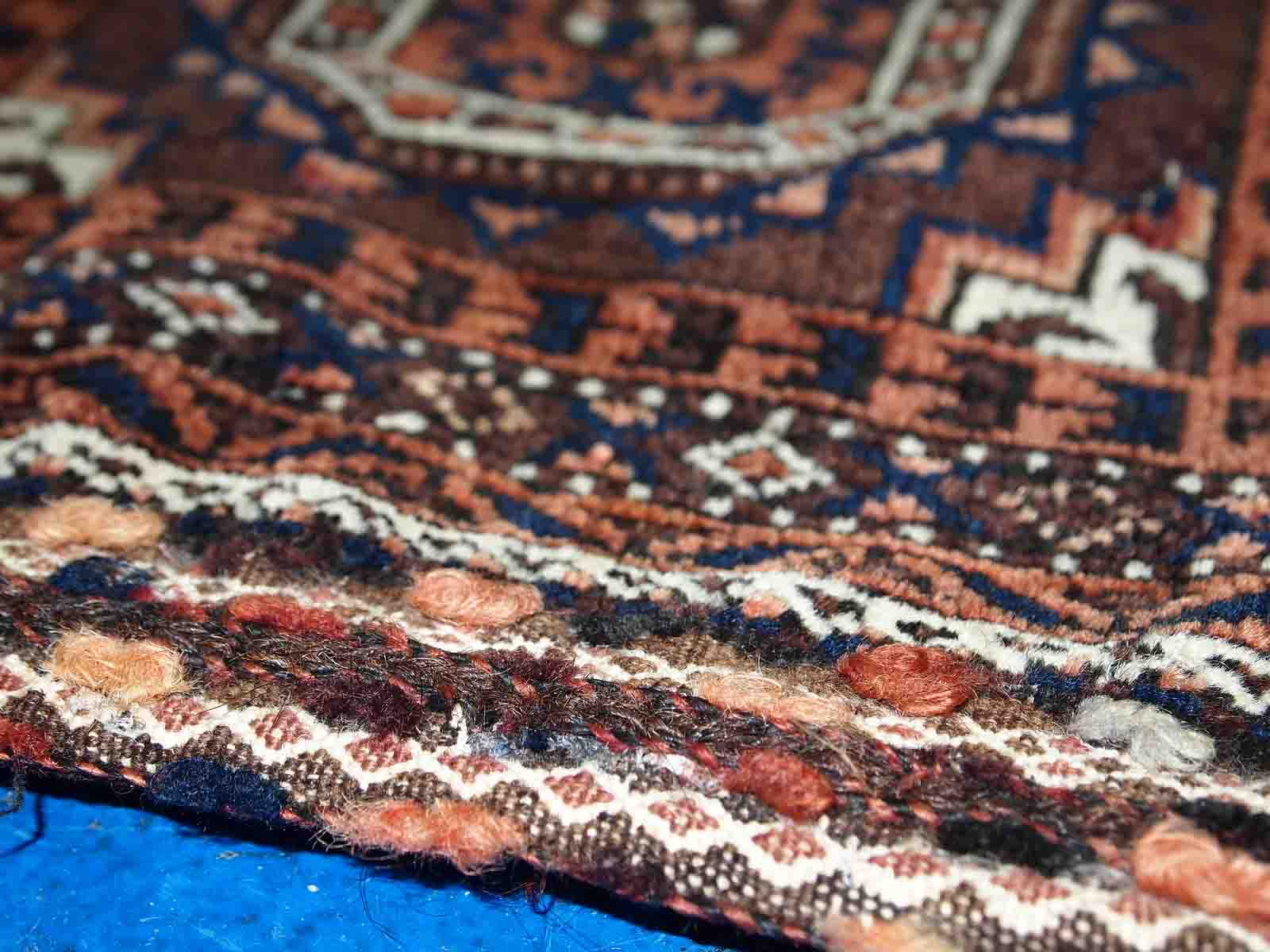 Ancient Afghan Baluch handmade carpet 44cm x 45cm 1900s, 1C384