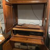Hi-fi TV storage unit in solid cherry wood