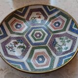 CHINA 20th CENTURY PLATE + BOWL porcelain cloisonné motifs HONG-KONG stamp
