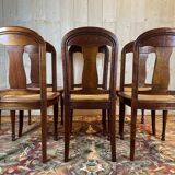 Set of 6 Louis Philippe chairs in cherry wood and cane