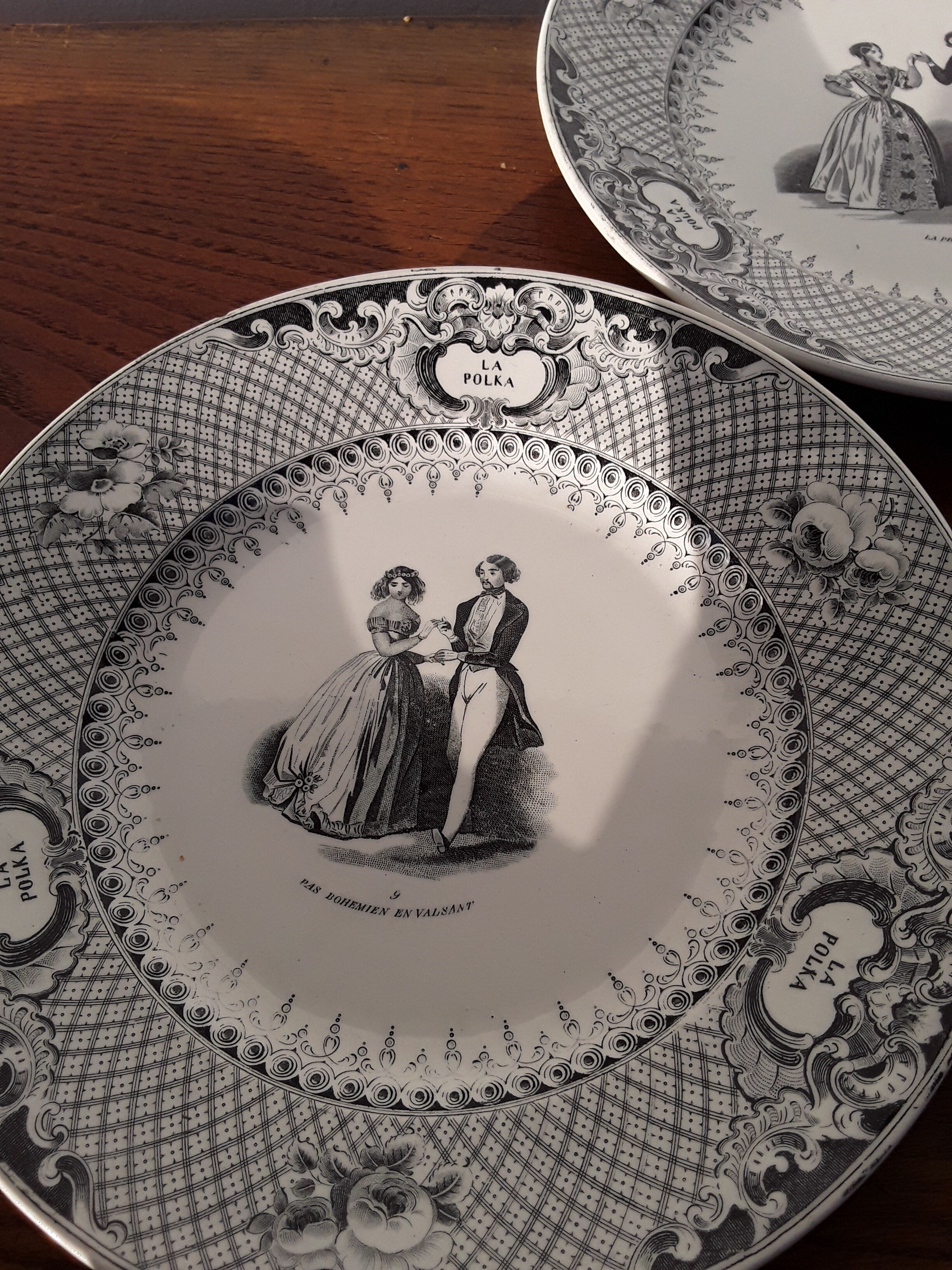 9 creil and Montereau dance themed plates
