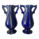 Pair of Art Deco vases in faience from Vierzon, Louis Gueule, cobalt blue.