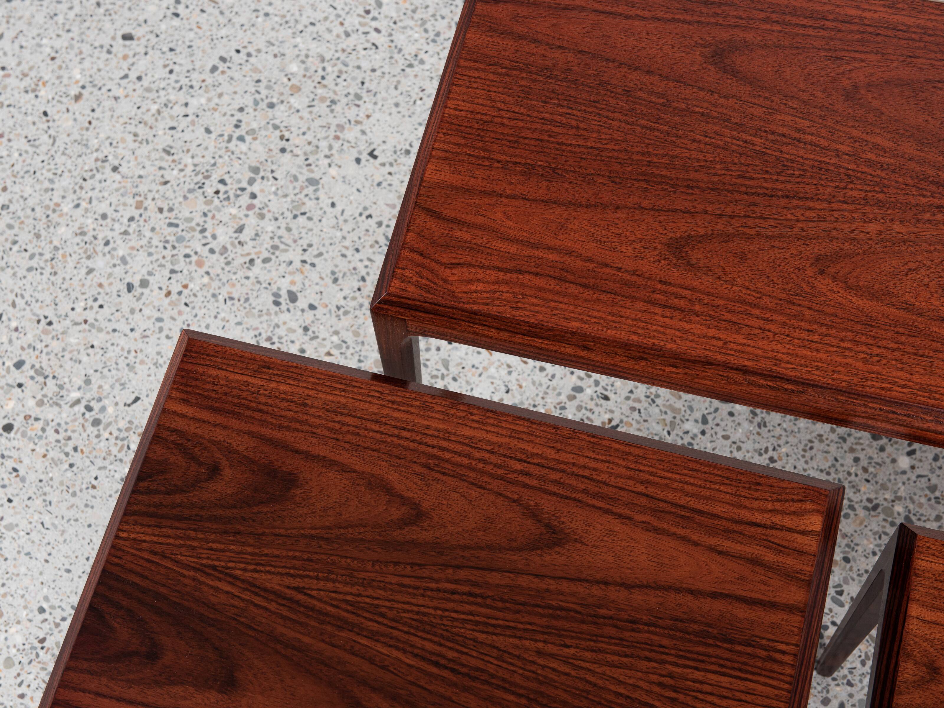 Midcentury Danish nest of 3 side tables in teak by Johannes Andersen for Silkeborg 1960s