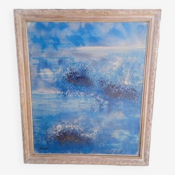 Oil painting on canvas signed abstract ep 1960