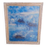 Oil painting on canvas signed abstract ep 1960