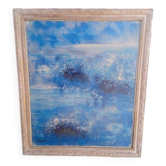 Oil painting on canvas signed abstract ep 1960