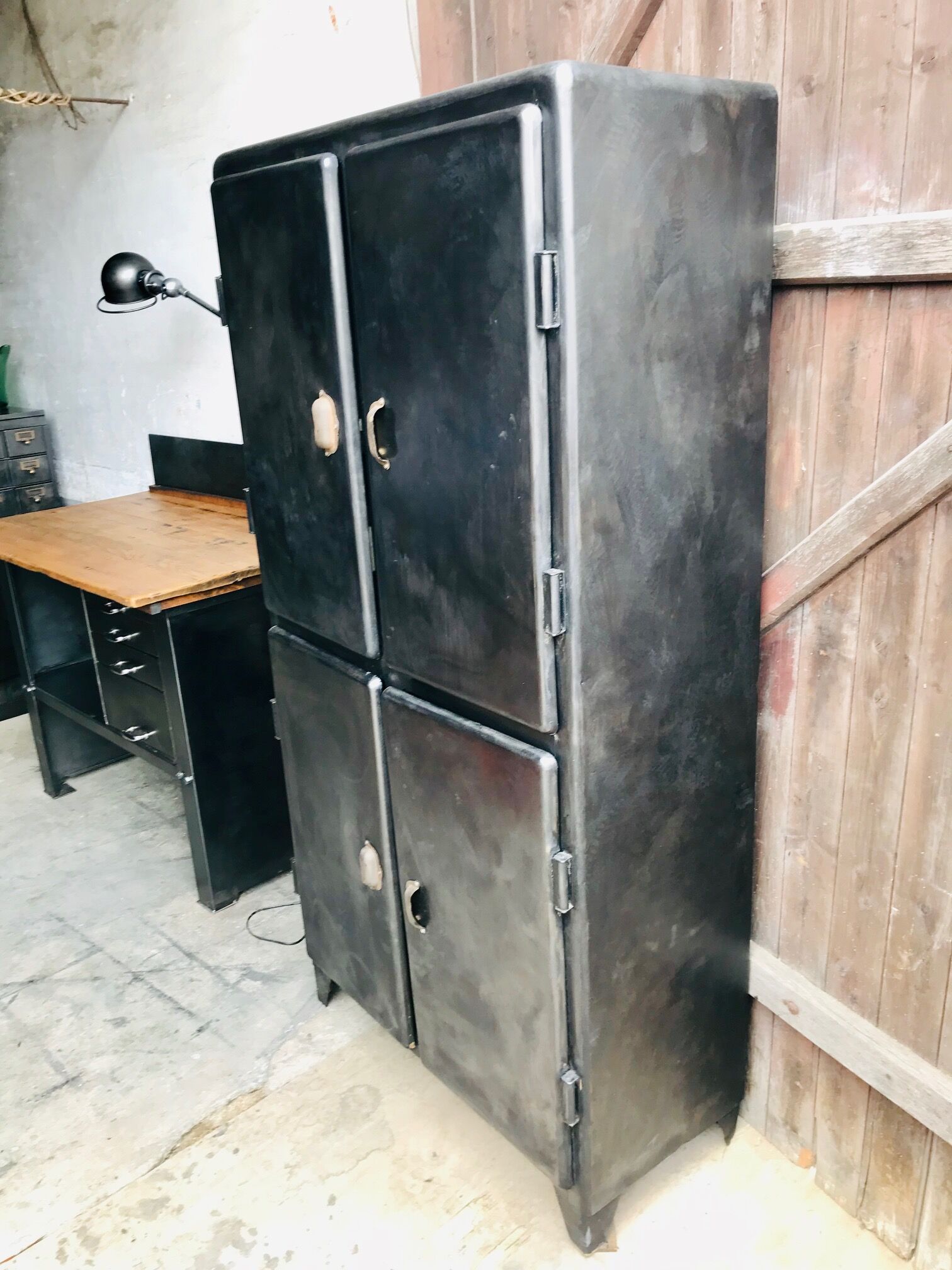 Rounded metal cabinet
