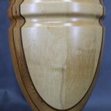 Pair of large Czechoslovakian wooden vases, mixed woods, 1960s