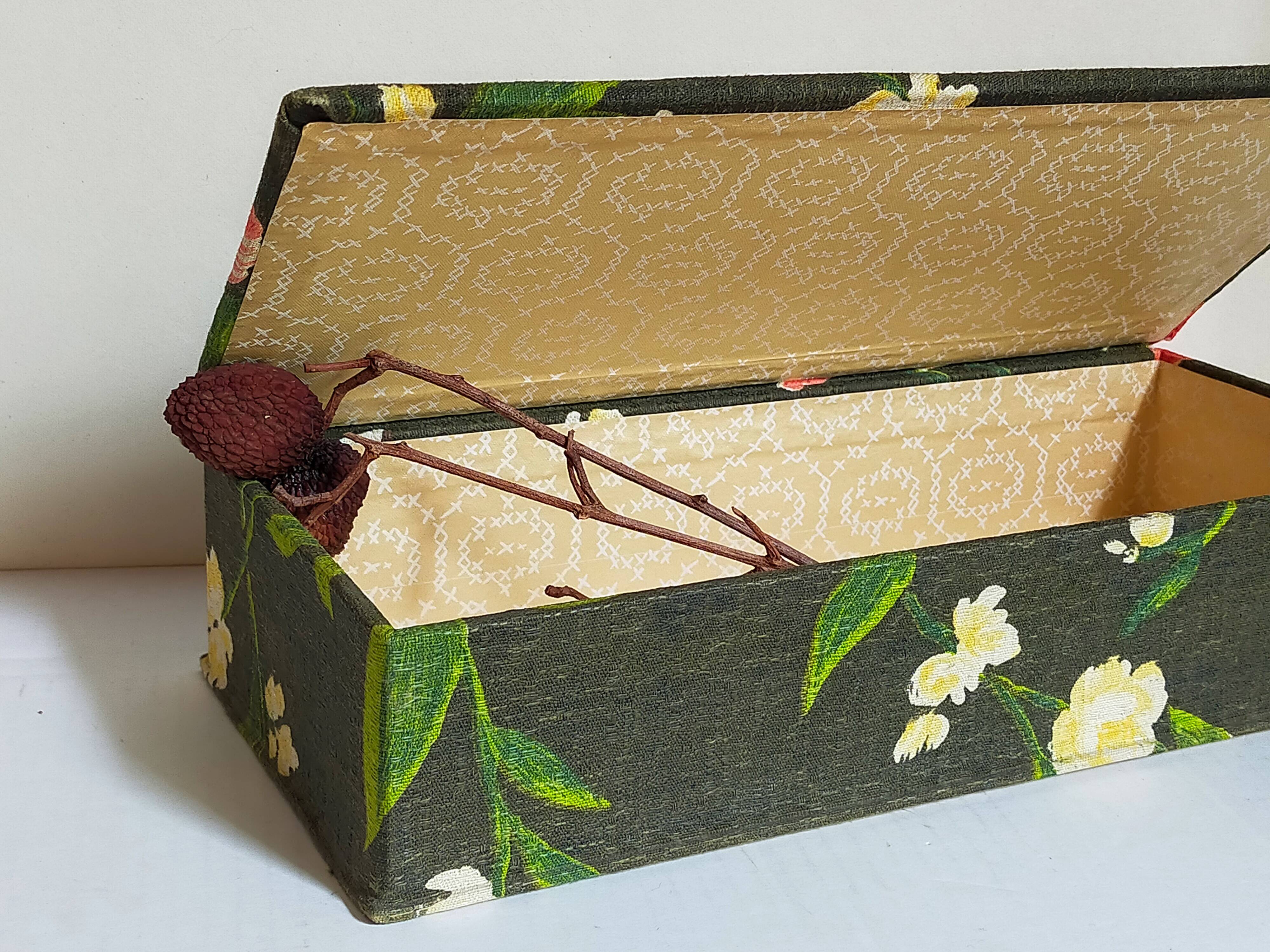Box padded with old fabric