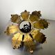 Spanish sunburst flush mount light fixture in gilt iron, circa 1970s