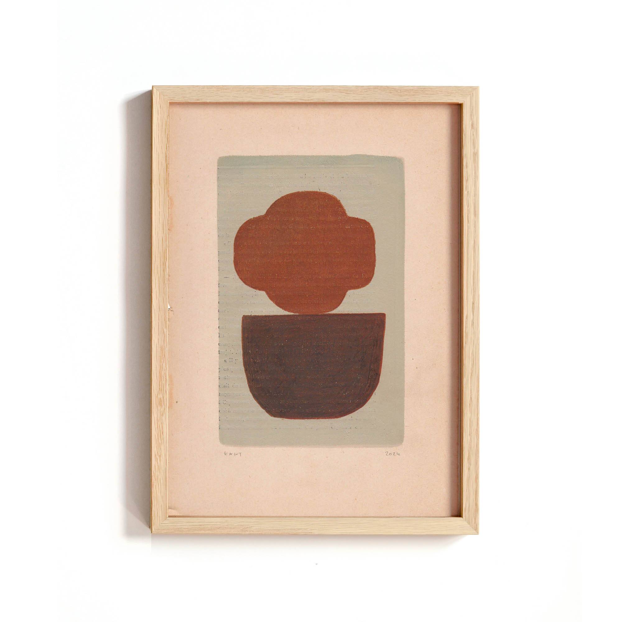 Paintings on old paper - abstract paintings signed Eawy