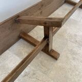 Large antique farmhouse bench 252 cm raw wood patinated