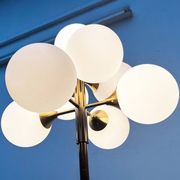 German brass floor lamp in Space Age style from the mid-century by Kaiser Leuchten, 1960s.