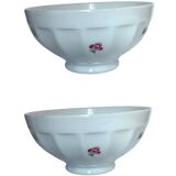 Vintage bowl duo – ribbed edge & floral decor