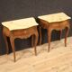 Pair of Italian inlaid bedside tables with marble top