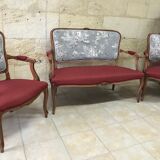 2-seater sofa and 2 armchairs in Louis XV style, revamped