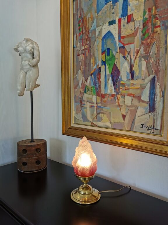 Art Deco table lamp "pink flame"