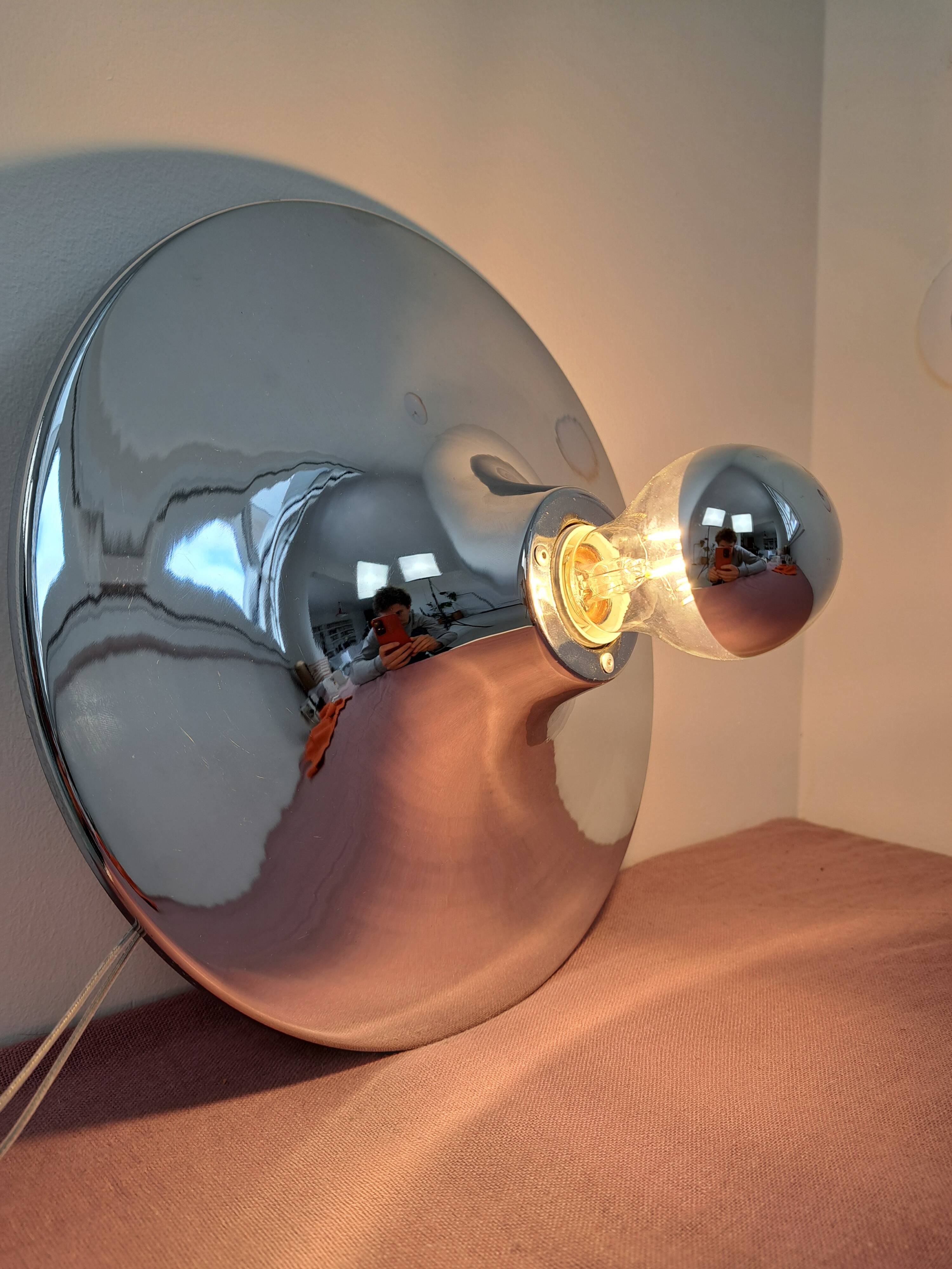 Chrome wall or ceiling light Goccia UFO design space age