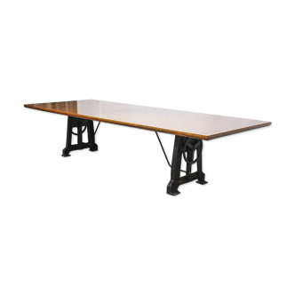 Walnut industrial table, 1950s