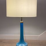Lampe scandinave verre bleu et laiton (Holmegaard Danemark)