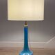 Lampe scandinave verre bleu et laiton (Holmegaard Danemark)