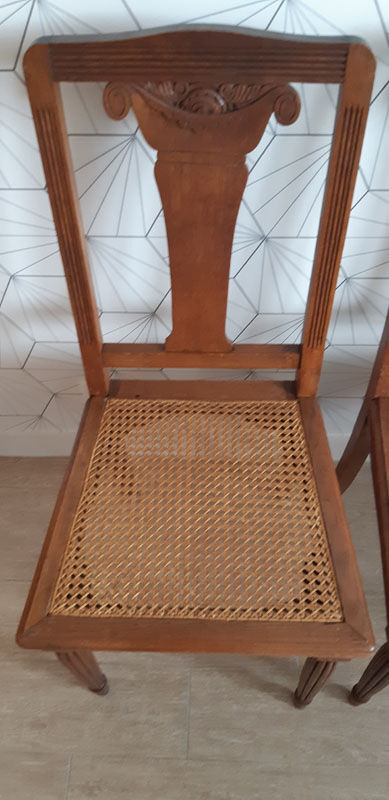 Set of 2 vintage art deco cans chairs.