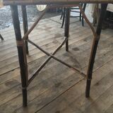 Rattan table with a red 50s
