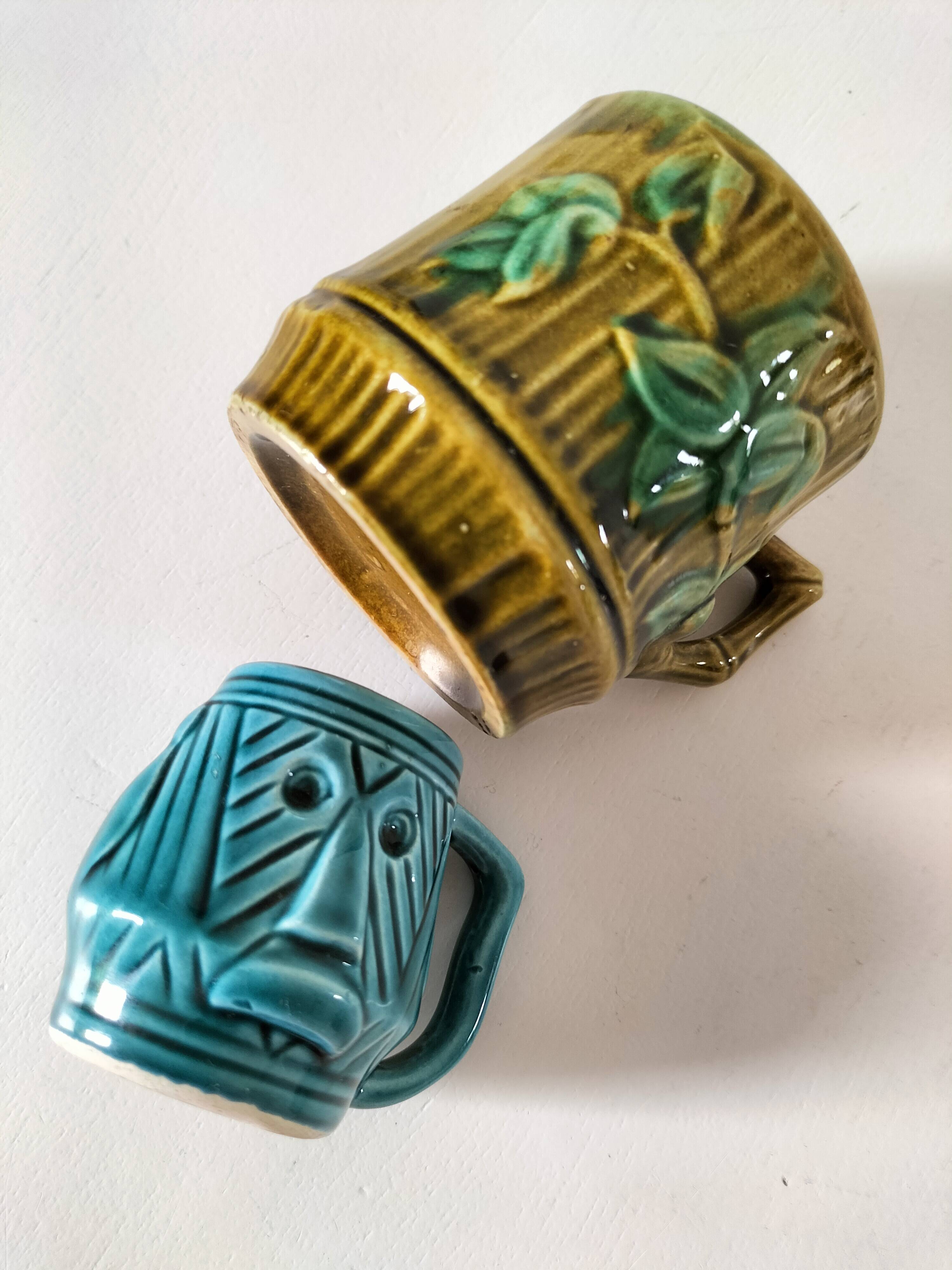 Vintage barbotine cup duo