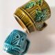 Vintage barbotine cup duo
