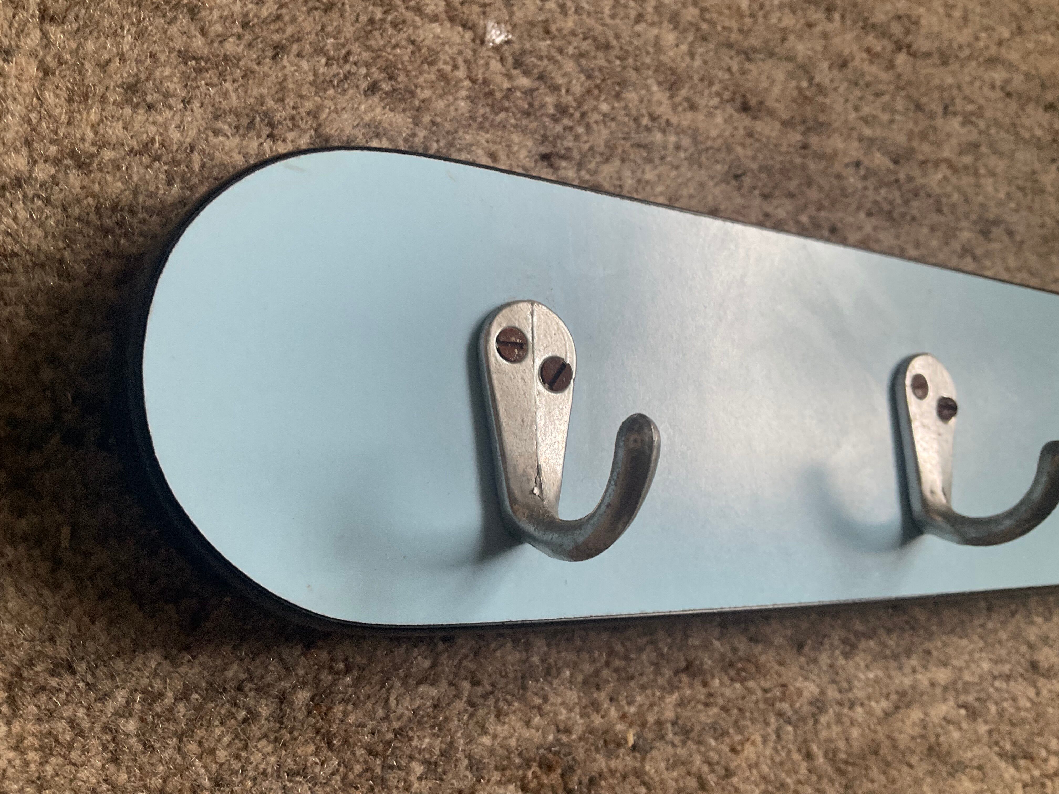 1960s towel rack in blue Formica