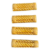 6 portes couteaux en céramique émaillée, barbotine, jaune dore vintage
