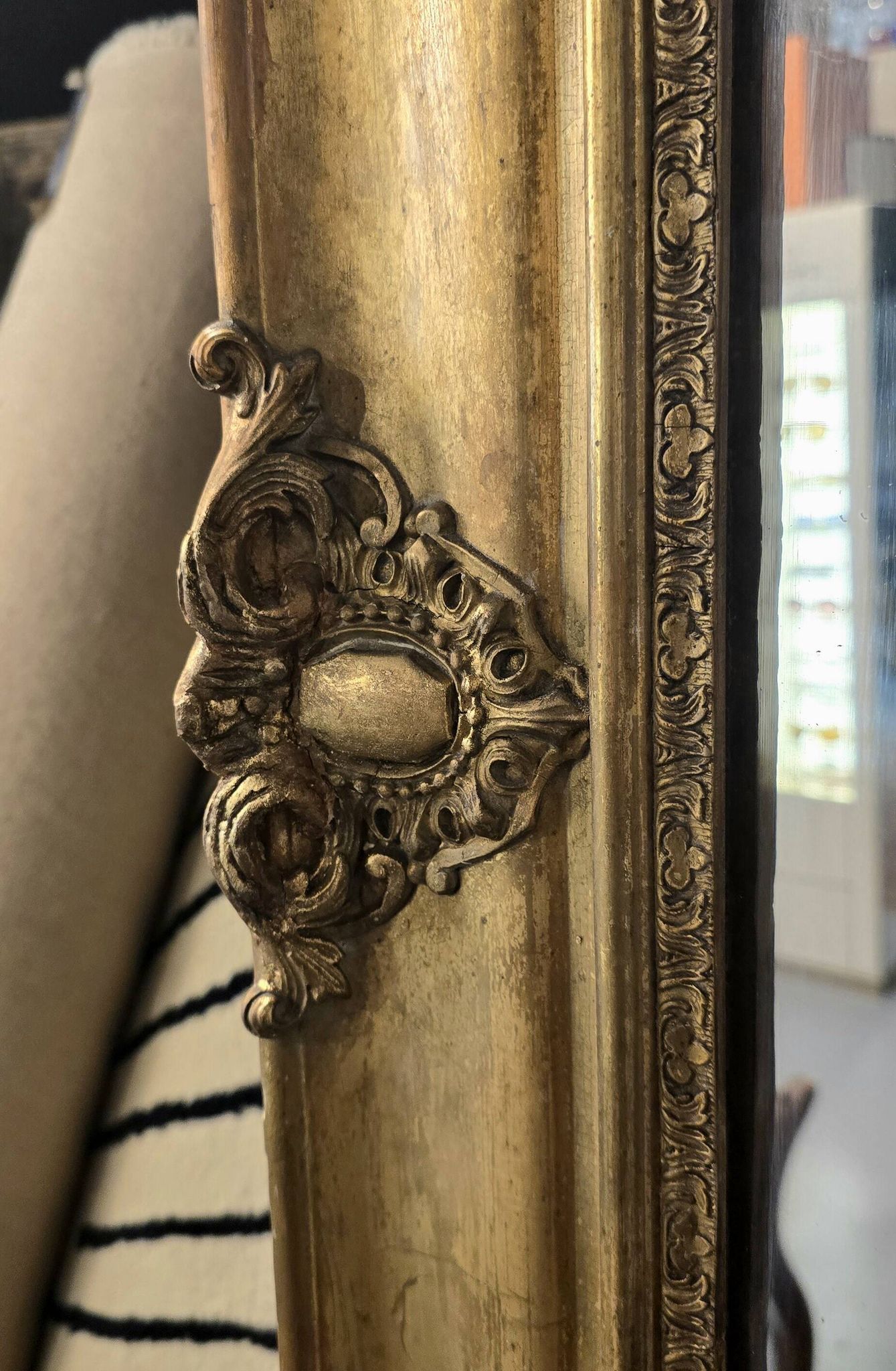 Rectangular mirror from the Empire period, mercury glass 18th century